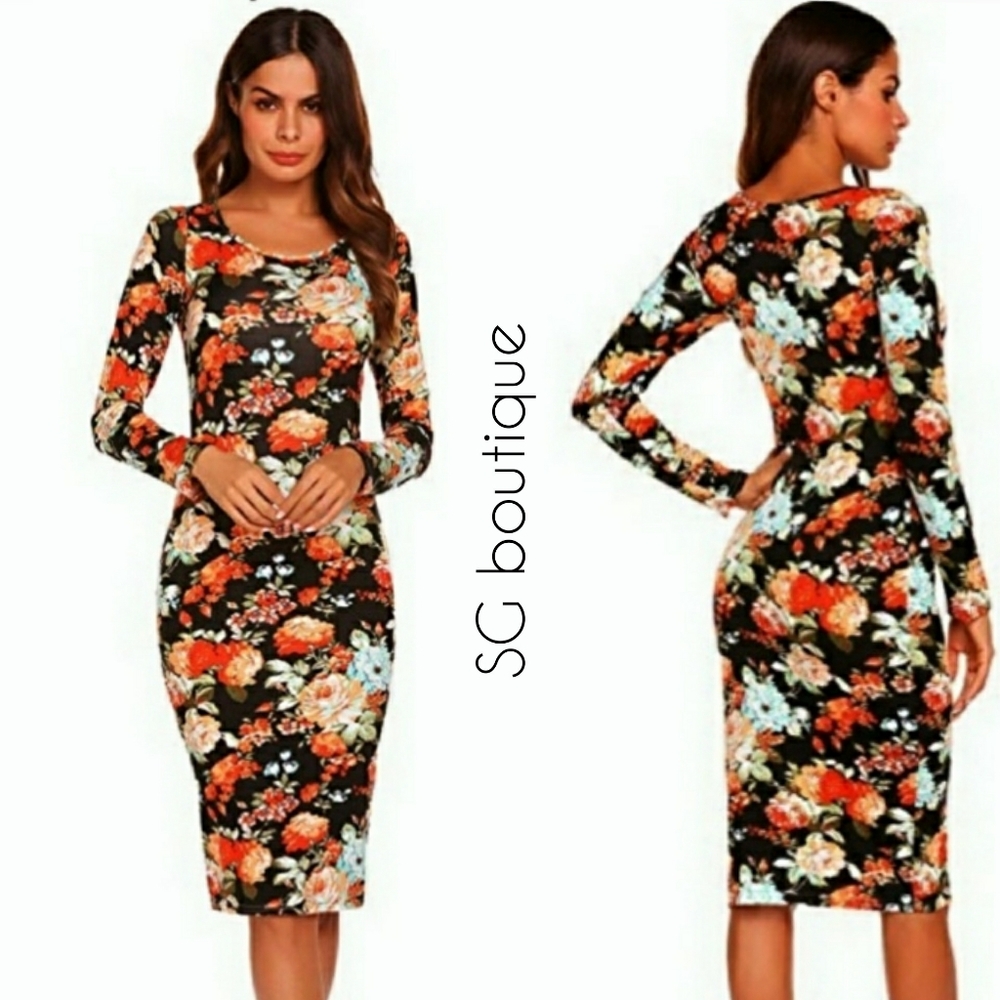 🆕⭐Mod Black floral roses midi dress⭐ - Picture 2 of 7
